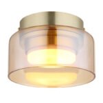 Plafonieră aluminiu periat auriu, sticlă chihlimbar, ø: 130mm, H: 85mm, incl. 1x GX53 LED 6W 230V, sursă 400lm, ieșire 300lm, 1800K, incl. bec LED 10162