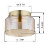 Plafonieră aluminiu periat auriu, sticlă chihlimbar, ø: 130mm, H: 85mm, incl. 1x GX53 LED 6W 230V, sursă 400lm, ieșire 300lm, 1800K, incl. bec LED 10162 - imagine 6