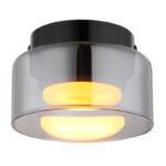 Plafonieră aluminiu negru periat, sticlă fumurie, ø: 130mm, H: 85mm, incl. 1x GX53 LED 6W 230V, sursă 400lm, ieșire 270lm, 1800K, incl. bec LED 10162