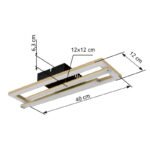 Plafonieră din plastic negru mat, plastic auriu mat, cristale de plastic transparent, plastic opal, LxLxA: 400x375x63mm, dimensiuni dreptunghiulare: 40 x 12 cm, dimensiuni tije: 34 x 2 cm, incl. LED 24W 230V, sursă 2860lm, putere 1950lm, 4000K - imagine 6