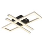 Plafonieră din plastic negru mat, plastic nichel mat, cristale de plastic transparent, plastic opal, LxLxA: 400x375x63mm, dimensiuni dreptunghiulare: 40 x 12 cm, dimensiuni tije: 34 x 2 cm, incl. LED 24W 230V, sursă 2860lm, putere 1890lm, 4000K - imagine 5