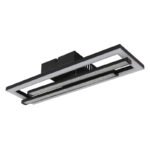 Plafonieră din plastic negru mat, plastic negru mat, cristale din plastic transparent, plastic opal, LxLxA: 400x375x63mm, dimensiuni dreptunghiulare: 40 x 12 cm, dimensiuni tije: 34 x 2 cm, incl. LED 24W 230V, sursă 2860lm, putere 1420lm, 4000K - imagine 3