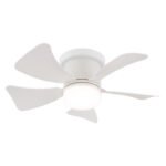 Ventilator de plafon metal alb mat, plastic alb mat, plastic opal, dimmable, mai multe niveluri prin întrerupător de perete, telecomandă, baterie inclusă 1x CR2025, 15m², ø:400mm, H:126mm, incl. LED 9W 230V, sursă 1000lm, ieșire 800lm, CCT 2700-6500K