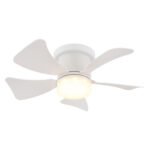 Ventilator de plafon metal alb mat, plastic alb mat, plastic opal, dimmable, mai multe niveluri prin întrerupător de perete, telecomandă, baterie inclusă 1x CR2025, 15m², ø:400mm, H:126mm, incl. LED 9W 230V, sursă 1000lm, ieșire 800lm, CCT 2700-6500K - imagine 3