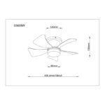 Ventilator de plafon metal alb mat, plastic alb mat, plastic opal, dimmable, mai multe niveluri prin întrerupător de perete, telecomandă, baterie inclusă 1x CR2025, 15m², ø:400mm, H:126mm, incl. LED 9W 230V, sursă 1000lm, ieșire 800lm, CCT 2700-6500K - imagine 6