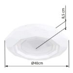 Plafonieră metal alb mat, opal strălucitor acrilic, inel cromat, reglabil, mai multe niveluri prin intermediul comutatorului de perete, telecomandă, ø:400mm, H:85mm, LED 24W 230V, sursă 200-2300lm, 150-1600lm ieșire, CCT 2700-6500K - imagine 6