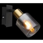 Spotlight metal negru mat, metal auriu mat, sticlă fumurie, gradient transparent, întrerupător la articol,  l x I x A: 80x158x155mm, fără 1x E14 40W 230V - imagine 3