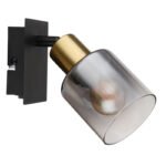 Spotlight metal negru mat, metal auriu mat, sticlă fumurie, gradient transparent, întrerupător la articol,  l x I x A: 80x158x155mm, fără 1x E14 40W 230V - imagine 4