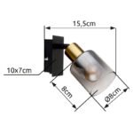 Spotlight metal negru mat, metal auriu mat, sticlă fumurie, gradient transparent, întrerupător la articol,  l x I x A: 80x158x155mm, fără 1x E14 40W 230V - imagine 6