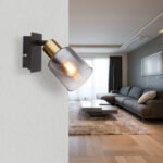 Spotlight metal negru mat, metal auriu mat, sticlă fumurie, gradient transparent, întrerupător la articol,  l x I x A: 80x158x155mm, fără 1x E14 40W 230V