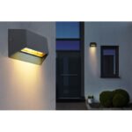 Aplica de exterior din aluminiu antracit, din plastic alb, lumină in jos, IP54, LxH: 148x100, AL: 55, incl. 1xLED 7W 230V, 3000K - imagine 2