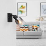 Spotlight metal negru mat, sticlă fumurie, gradient transparent, comutator pe articol,  l x I x A: 70x160x140mm, fără 1x E14 40W 230V