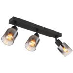 Spot metalic negru mat, sticlă fumurie, gradient transparent, L x l x I: 410x70x140mm, fără 3x E14 40W 230V