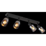 Spot metalic negru mat, sticlă fumurie, gradient transparent, L x l x I: 560x70x140mm, fără 4x E14 40W 230V - imagine 3