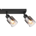 Spot metalic negru mat, sticlă fumurie, gradient transparent, L x l x I: 560x70x140mm, fără 4x E14 40W 230V - imagine 5