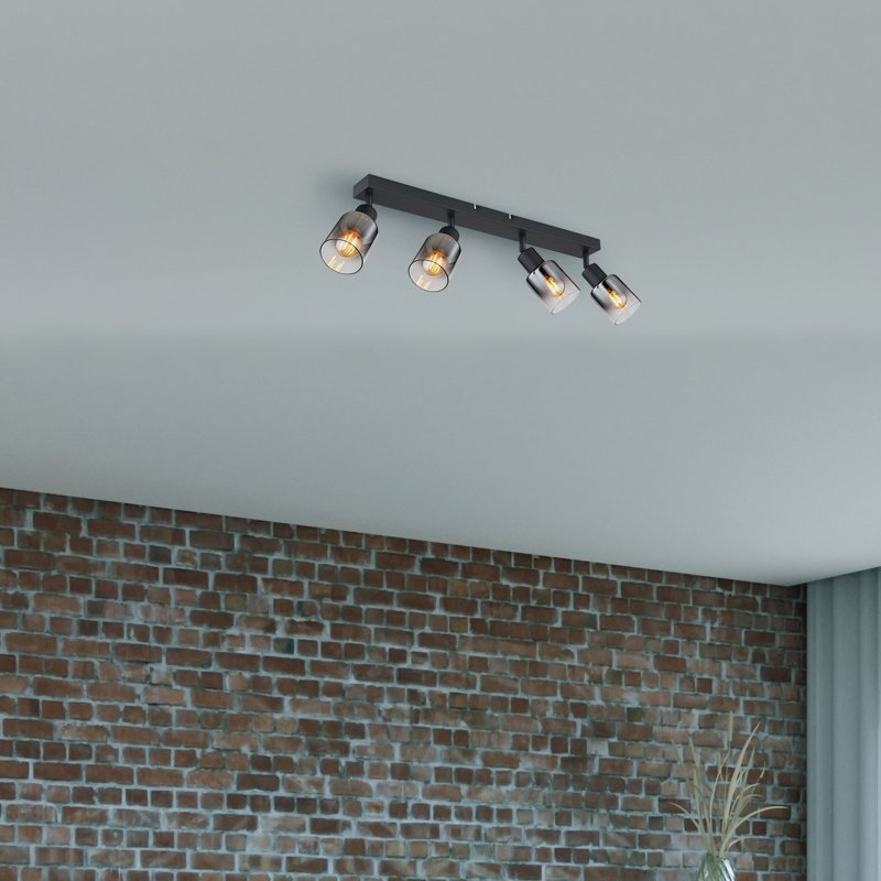 hubertus-54308-4-g28409-6 Spot metalic negru mat, sticlă fumurie, gradient transparent, L x l x I: 560x70x140mm, fără 4x E14 40W 230V - imagine 1