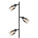 Lampă de podea metal negru mat, sticlă fumurie, gradient transparent, cablu PVC negru, întrerupător cu pedală în cablu, ø: 230mm, I: 1540mm, lungime cablu 1800mm, excl. 3x E14 40W 230V - imagine 4