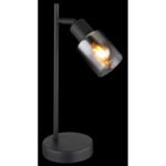 Lampă de masă metal negru mat, sticlă fumurie, gradient transparent, cablu PVC negru, întrerupător pe cablu, L x l x I: 143x120x350mm, lungime cablu 1500mm, fără 1x E14 40W 230V - imagine 3