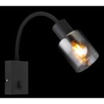 Lampă de perete metal negru mat, sticlă fumurie, gradient transparent, silicon negru mat, cablu PVC negru, întrerupător pe articol, flexo,  l x I x A: 70x465x350mm, lungime cablu 1500mm, fără 1x E14 40W 230V - imagine 3