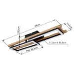 Plafoniera metal negru mat, MDF maro închis, metal negru mat, plastic alb, rotativ/pivotant, 1 dreptunghi rotativ, LxLxA: 690x365x105mm, inclusiv LED 20W 230V, sursa 2100lm, iesire 850lm, 3000K - imagine 7