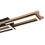 Plafoniera metal negru mat, aspect lemn MDF inchis, plastic alb, reglabil, mai multe niveluri prin comutator de perete, culorile pot fi fixate, memorie, lumina de noapte, telecomanda, 2xAAA, 1000x345x110, LED 30W 230V, 150-1800lm, CCT2700-6500K - imagine 5
