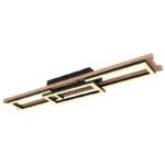 Plafoniera metal negru mat, aspect lemn MDF inchis, plastic alb, reglabil, mai multe niveluri prin comutator de perete, culorile pot fi fixate, memorie, lumina de noapte, telecomanda, 2xAAA, 1000x345x110, LED 30W 230V, 150-1800lm, CCT2700-6500K - imagine 6