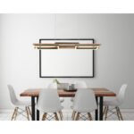 Suspensie metal negru mat, MDF maro închis, metal negru mat, plastic alb, mai multe niveluri prin întrerupător de perete, funcție de memorie, înălțimea poate fi scurtată, LxLxH: 1000x135x1200mm, incl.LED 30W 230V, sursă 3200lm, ieșire 1000lm, 3000K - imagine 2
