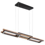 Suspensie metal negru mat, MDF maro închis, metal negru mat, plastic alb, mai multe niveluri prin întrerupător de perete, funcție de memorie, înălțimea poate fi scurtată, LxLxH: 1000x135x1200mm, incl.LED 30W 230V, sursă 3200lm, ieșire 1000lm, 3000K - imagine 3