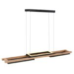 Suspensie metal negru mat, MDF maro închis, metal negru mat, plastic alb, mai multe niveluri prin întrerupător de perete, funcție de memorie, înălțimea poate fi scurtată, LxLxH: 1000x135x1200mm, incl.LED 30W 230V, sursă 3200lm, ieșire 1000lm, 3000K - imagine 4