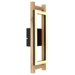 Aplică de perete metal negru mat, MDF maro închis, metal negru mat, plastic alb, LxH: 135x450mm, AL: 75mm, inclusiv LED 10W 230V, sursă 1050lm, ieșire 400lm, 3000K