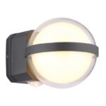 Lampă de exterior aluminiu antracit, metal antracit, plastic transparent, plastic opal, IP54, efect luminos prin intermediul a 2 lentile în 2 direcții, LxA: 105x110mm, AL: 130mm, incl. LED 12W 230V, sursă 1511lm, ieșire 1320lm, 3000K