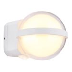 Aplica de exterior din aluminiu alb mat, metal alb mat, plastic transparent, plastic opal, IP54, efect luminos prin intermediul a 2 lentile în 2 direcții, LxA: 105x110mm, AL: 130mm, incl. LED 12W 230V, sursă 1511lm, putere 1320lm, 3000K