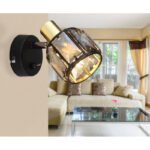 Spot din metal negru mat, metal auriu mat, cristale de sticlă de culoarea fumului, comutator basculant pe articol, LxÎ: 92x125mm, AL: 160mm,excl 1x E14 40W 230V - imagine 2