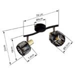 Spot metal negru mat, metal auriu mat, cristale de sticlă fumurii, Lxlxh: 280x220x180mm,excl 2x E14 40W 230V - imagine 6