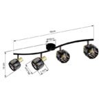 Spot metal negru mat, metal auriu mat, cristale de sticlă fumurii, mobil, Lxlxh: 700x315x180mm, excl 4x E14 40W 230V - imagine 6