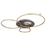 Plafoniera aluminiu auriu mat/antracit, acrilic, oglinda efect 3D, reglabil, mai multe niveluri prin comutator de perete, memorie, lumina de noapte, cronometru, telecomanda, 1264x1053x130mm, LED 70W 230V, 300-4747lm, CCT2700-6500K - imagine 3