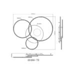 Plafoniera aluminiu auriu mat/antracit, acrilic, oglinda efect 3D, reglabil, mai multe niveluri prin comutator de perete, memorie, lumina de noapte, cronometru, telecomanda, 1264x1053x130mm, LED 70W 230V, 300-4747lm, CCT2700-6500K - imagine 6