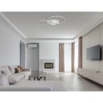 Plafonieră aluminiu argintiu mat periat, plastic alb, acrilic, efect 3D oglindă, reglabil, mai multe niveluri prin intermediul comutatorului de perete, telecomandă, LxLxA:1264x1053x130mm,LED 70W 230V,sursă 600-9217lm,ieșire 300-4599lm, CCT 2700-6500K - imagine 2