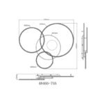 Plafonieră aluminiu argintiu mat periat, plastic alb, acrilic, efect 3D oglindă, reglabil, mai multe niveluri prin intermediul comutatorului de perete, telecomandă, LxLxA:1264x1053x130mm,LED 70W 230V,sursă 600-9217lm,ieșire 300-4599lm, CCT 2700-6500K - imagine 6