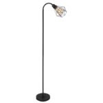 Lampă de podea metal negru mat, grilă metalică negru mat, întrerupător pe cablu, flexo, L x l x I: 370x220x1750mm, lungime cablu 1800mm, fără bec 1x E27 40W 230V - imagine 3