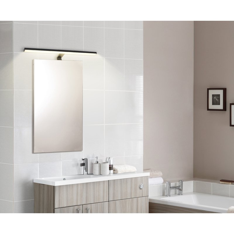 jaime-41923b-g28184-6 Aplică metal negru mat, aluminiu negru mat, plastic alb, IP44, l x I: 600x40mm, A: 120mm, incl. LED 12W 230V, sursă 1330lm, putere 530lm, 4000K - imagine 1