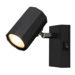 Aplica Spot metalic negru mat, aluminiu negru mat, comutator basculant, LxA: 70x140mm, AL: 145mm, excl. 1x GU10 25W 230V