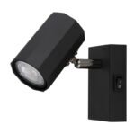 Aplica Spot metalic negru mat, aluminiu negru mat, comutator basculant, LxA: 70x140mm, AL: 145mm, excl. 1x GU10 25W 230V - imagine 3
