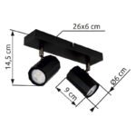Plafoniera Spot metalic negru mat, aluminiu negru mat, LxLxA: 260x60x145mm, excl. 2x GU10 25W 230V - imagine 6