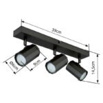 Spot gri metalic mat, gri aluminiu mat, LxLxA: 390x60x145mm, fără 3x GU10 25W 230V - imagine 6