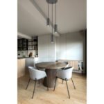 Lampă suspendată metal gri mat, aluminiu gri mat, cablu PVC negru, ø: 210mm, H: 1200mm, excl. 3x GU10 25W 230V - imagine 2