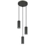 Lampă suspendată metal gri mat, aluminiu gri mat, cablu PVC negru, ø: 210mm, H: 1200mm, excl. 3x GU10 25W 230V - imagine 3