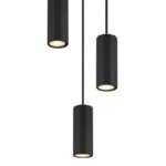 Suspensie metal negru mat, aluminiu negru mat, cablu PVC negru, înălțimea poate fi scurtată, ø: 210mm, H: 1200mm, excl. 3x GU10 25W 230V - imagine 4