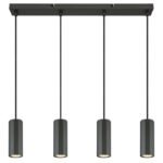 Lampă suspendată metal gri mat, aluminiu gri mat, cablu PVC negru, LxLxA: 610x60x1200mm, fără 4x GU10 25W 230V - imagine 4