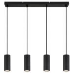 Suspensie metal negru mat, aluminiu negru mat, cablu PVC negru, înălțimea poate fi scurtată, LxLxH: 610x60x1200mm, excl. 4x GU10 25W 230V - imagine 4